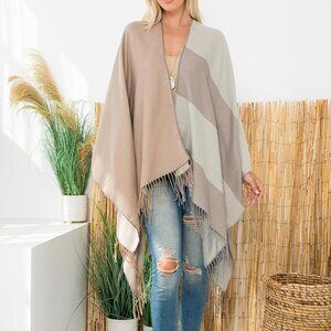 Kimono ruana, tie dye convertible poncho blanket vest